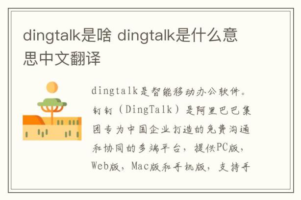 dingtalk是啥 dingtalk是什么意思中文翻译