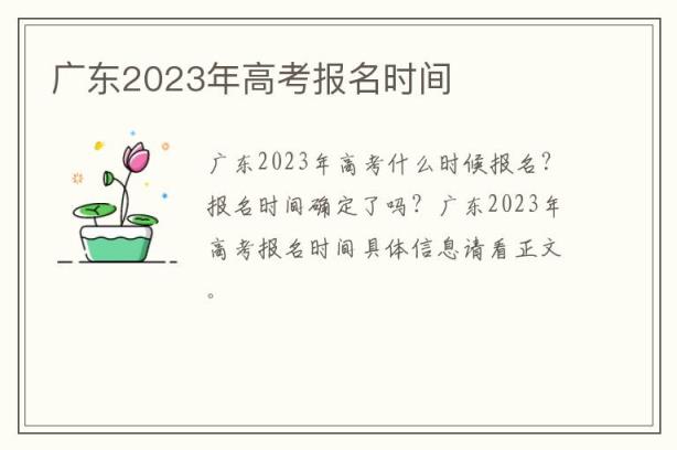 广东2023年高考报名时间