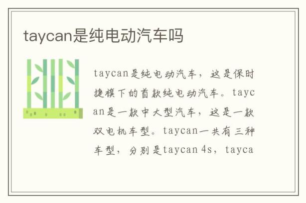 taycan是纯电动汽车吗