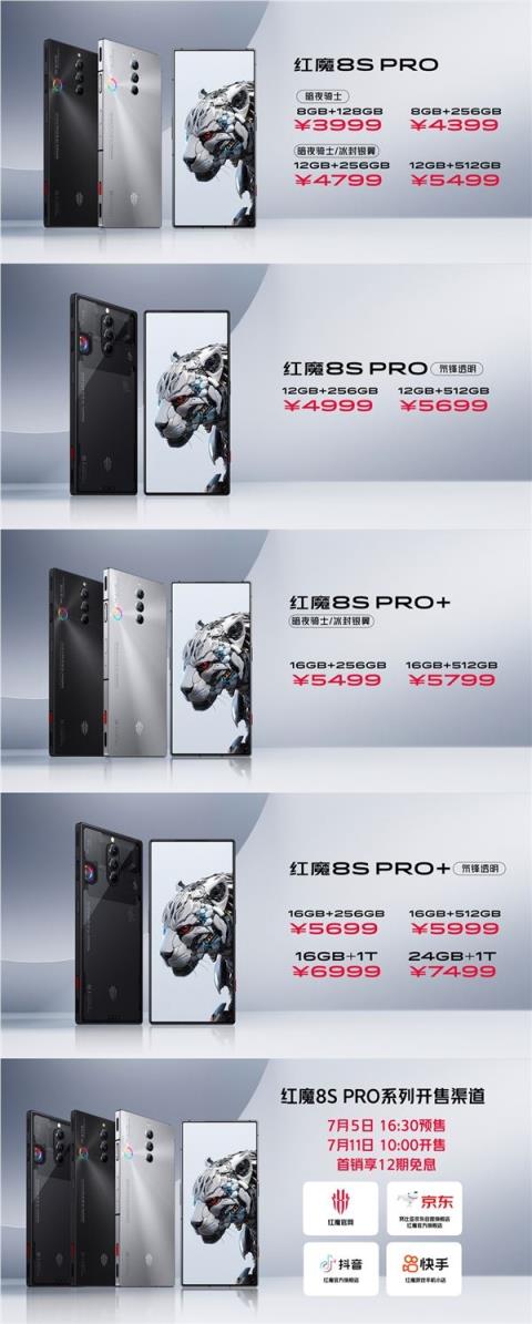 性能最强悍的安卓手机！红魔8S Pro系列发布：3999元起