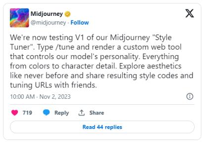 Midjourney推出Style Tuner工具 用户可训练自己的视觉风格模型